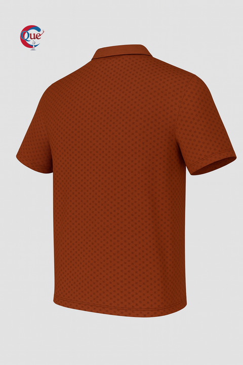 🧡 Premium Textured Rust Polo Shirt – Classic Fit