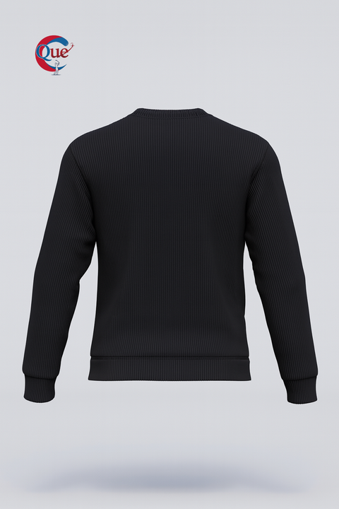 Premium Black Ribbed Crewneck Sweatshirt – Classic Comfort & Modern Style