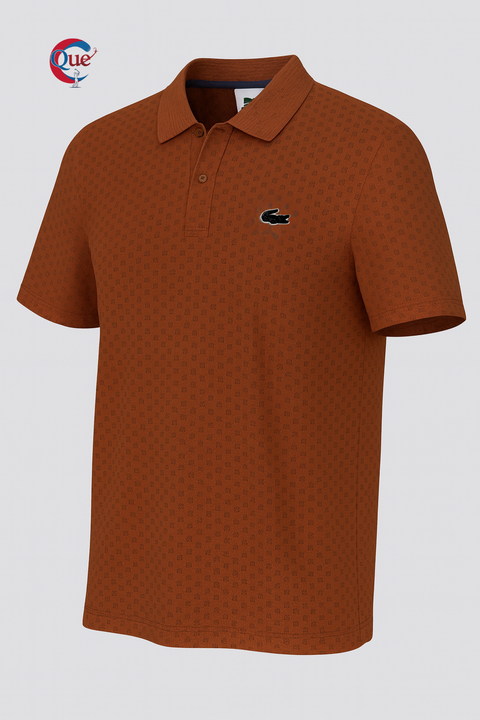 🧡 Premium Textured Rust Polo Shirt – Classic Fit