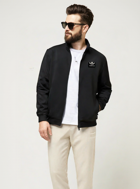 Premium Black Zip-Up Track Jacket – Classic Sportswear Style