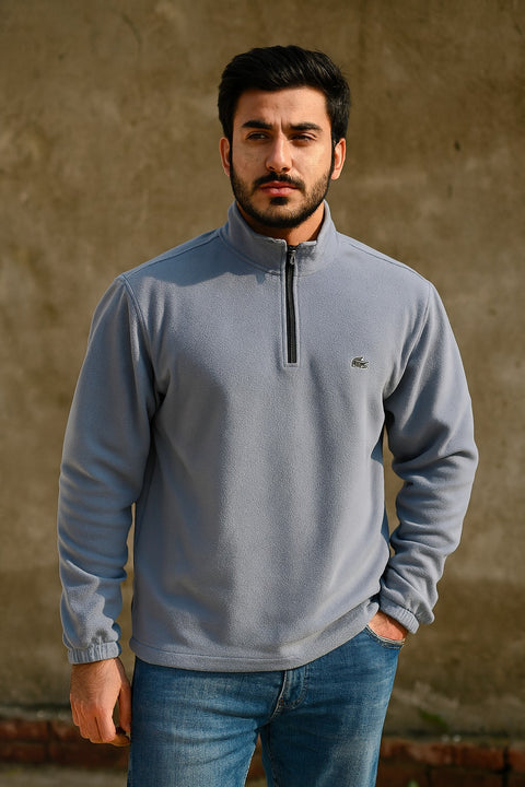 Premium Light Grey Quarter-Zip Fleece Sweatshirt – Ultra Soft & Warm