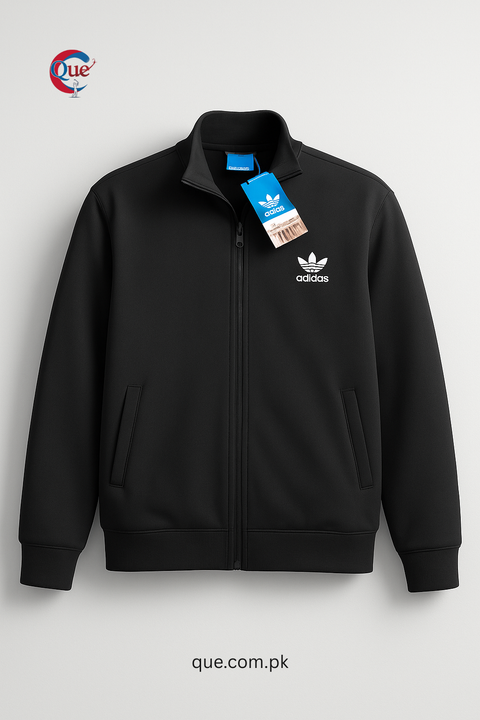 Premium Black Zip-Up Track Jacket – Classic Sportswear Style