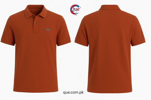 🧡 Premium Textured Rust Polo Shirt – Classic Fit